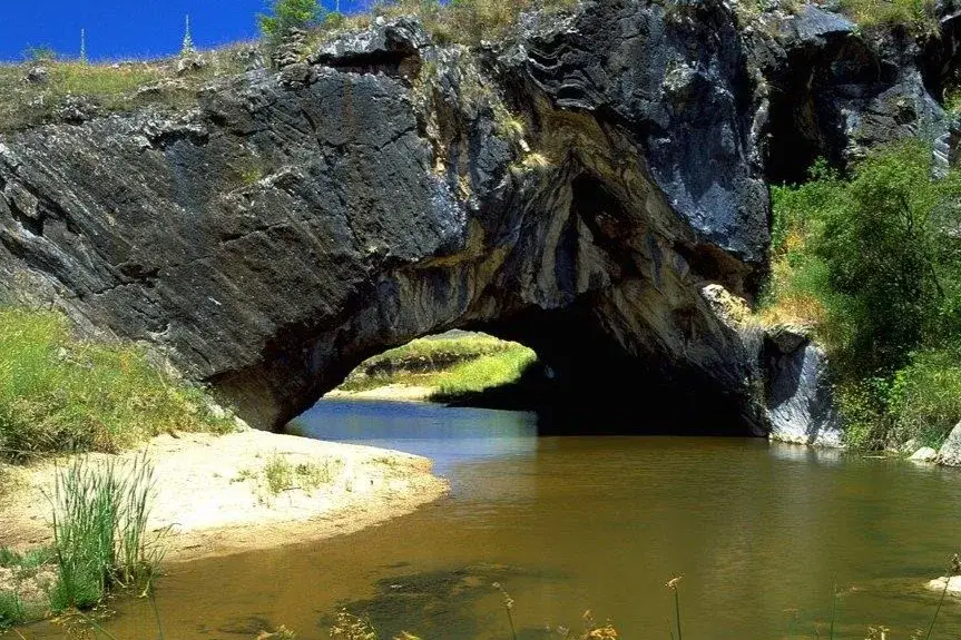 natural rock formation over a river