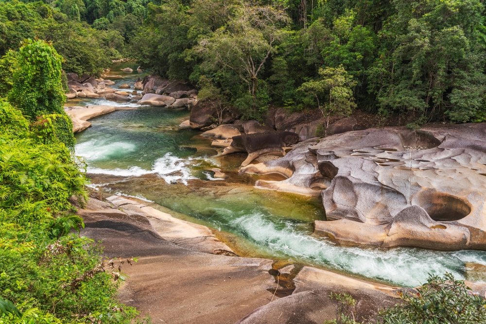 Picturesque Babinda Boulders and creek, Queensland, Australia. Babinda is a rural town situated 60 km south of Cairns.