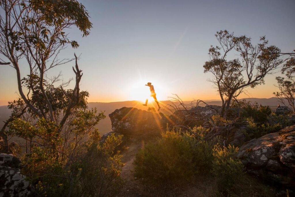 A traveller exploring the national park near YHA Grampians Eco, Halls Gap 
