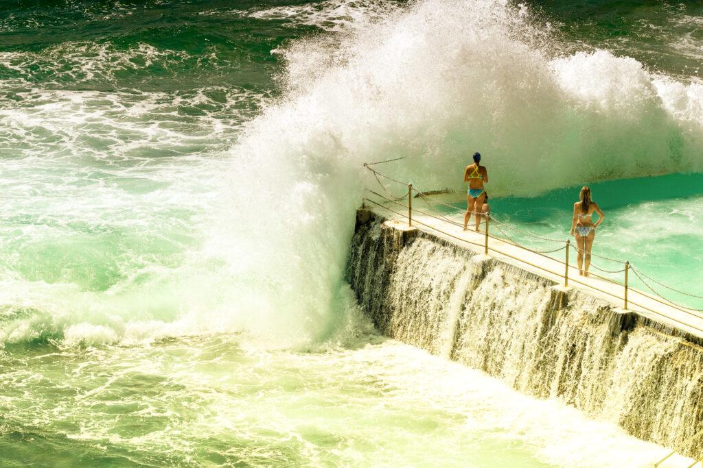 Outdoor swimming pool at Bondi beach New South Wales, Australia.